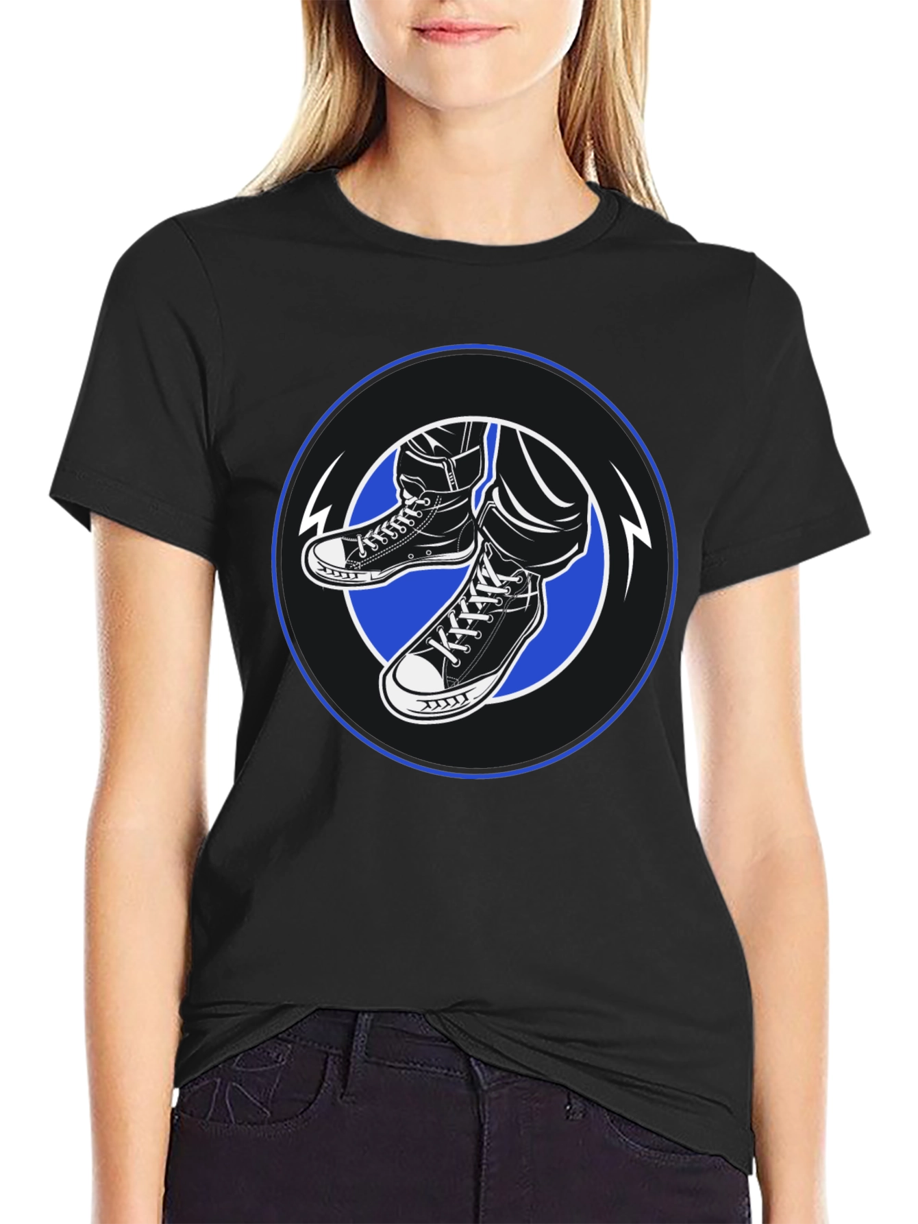 Cool Kicks Graphic Tee - Black Cotton Blend