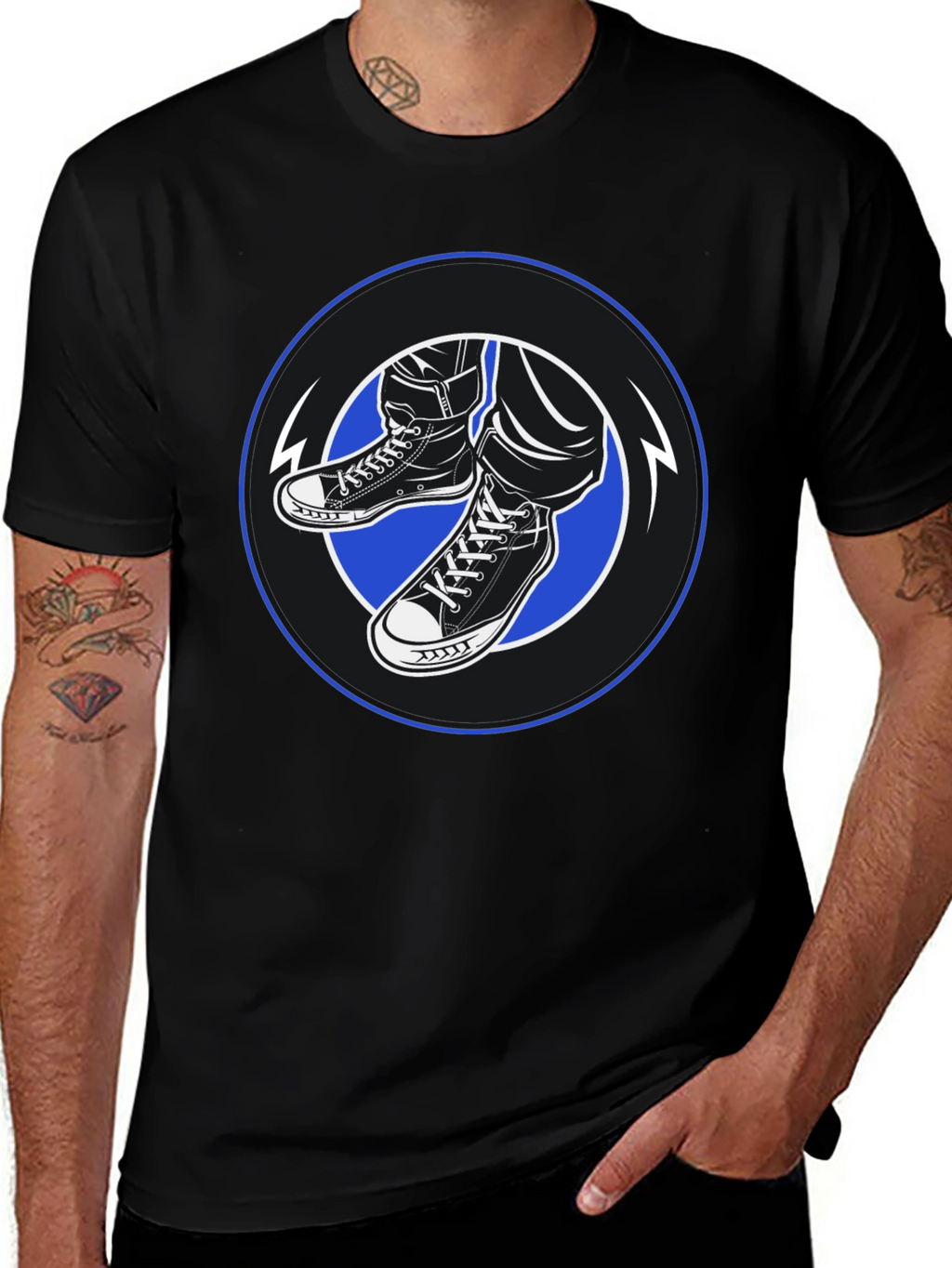 Cool Kicks Graphic Tee - Black Cotton Blend