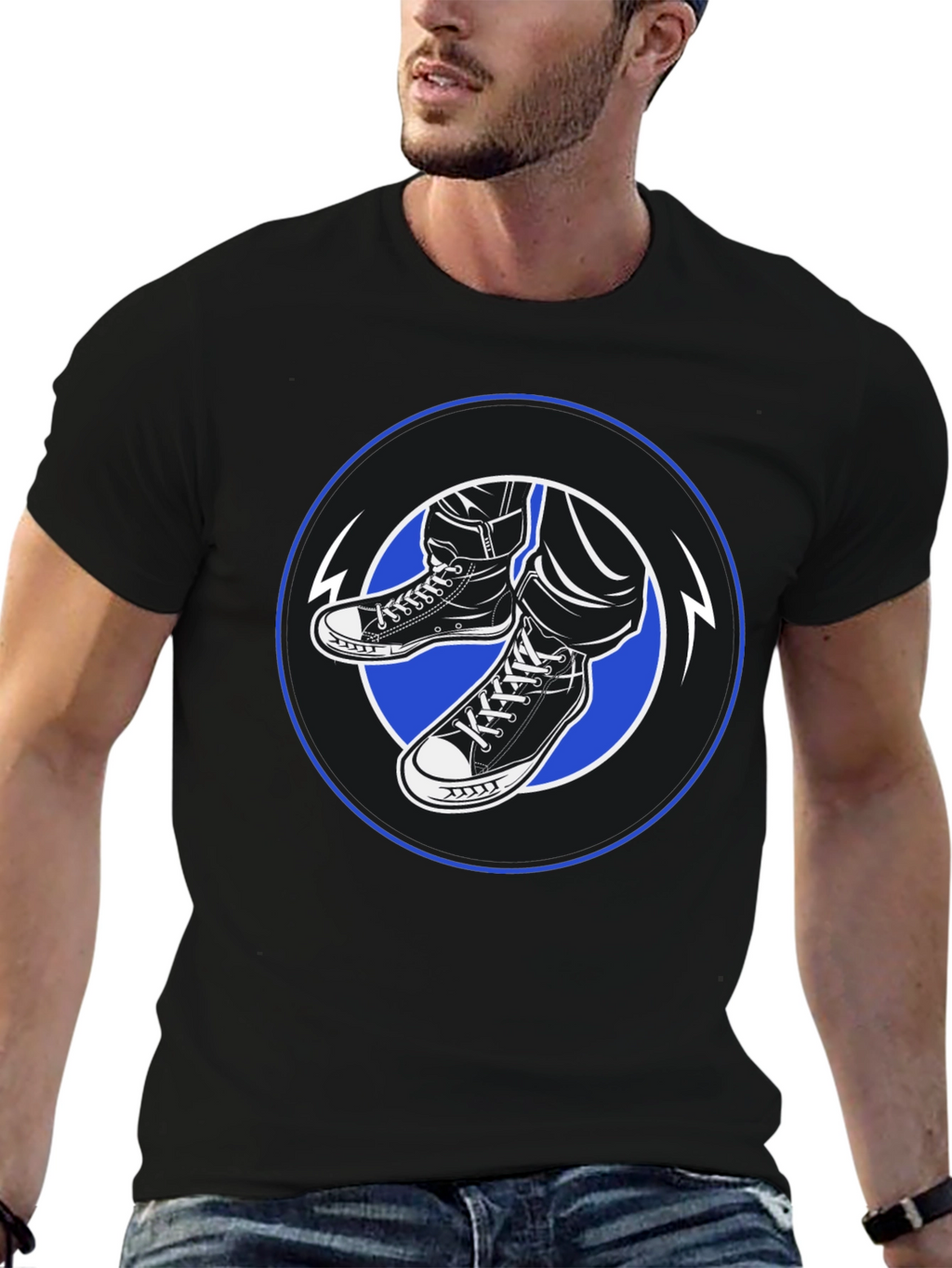 Cool Kicks Graphic Tee - Black Cotton Blend