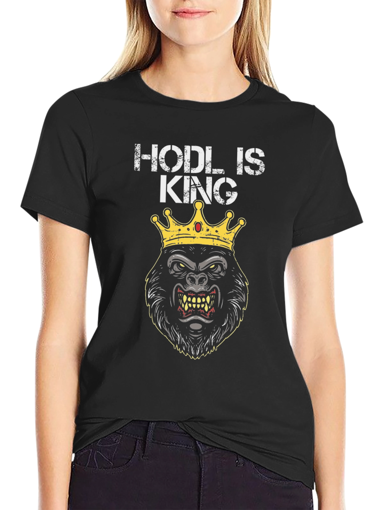 HODL IS KING Gorilla Crown T-Shirt - Crypto