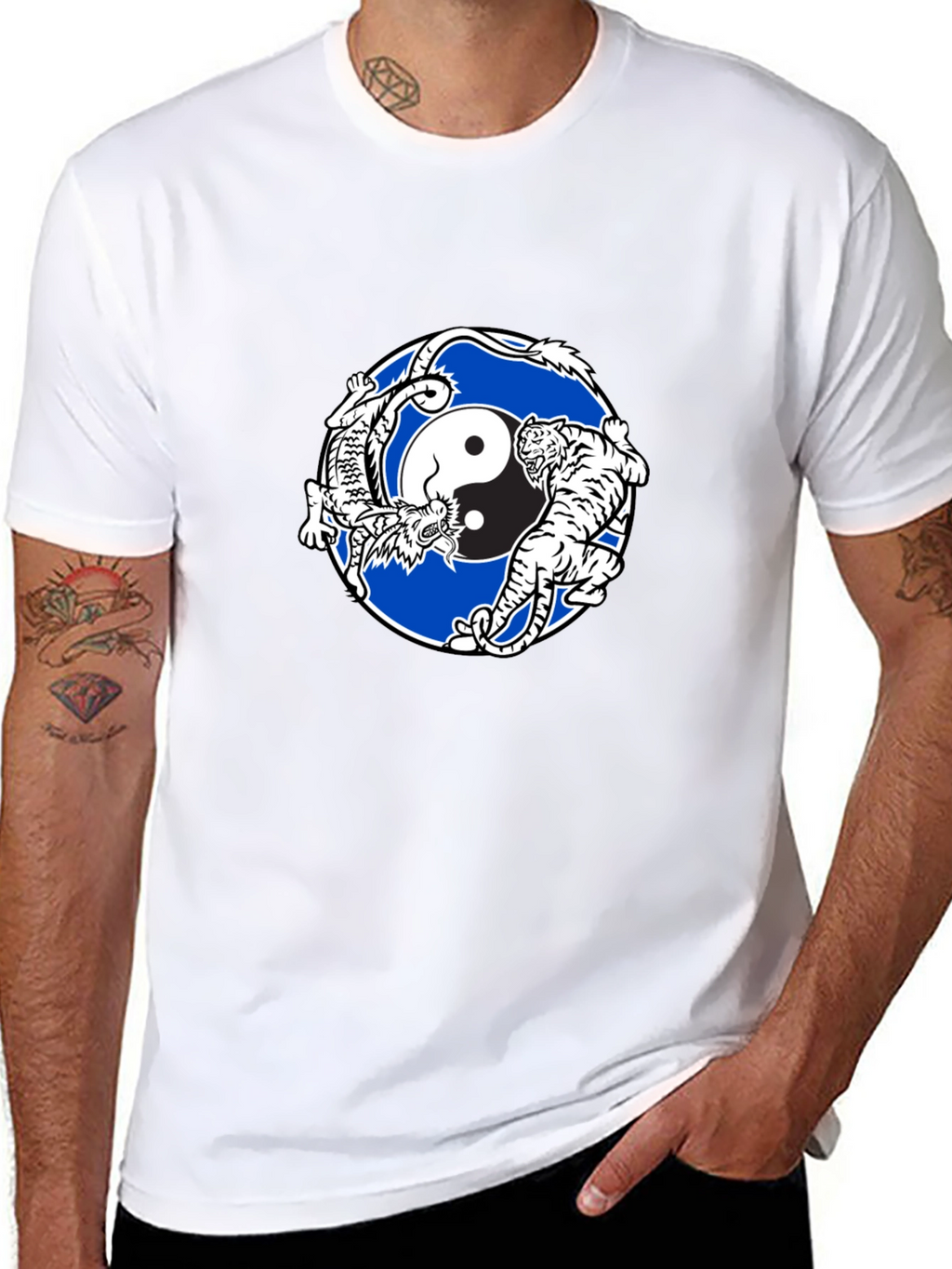 Yin Yang Dragon and Tiger Graphic Tee