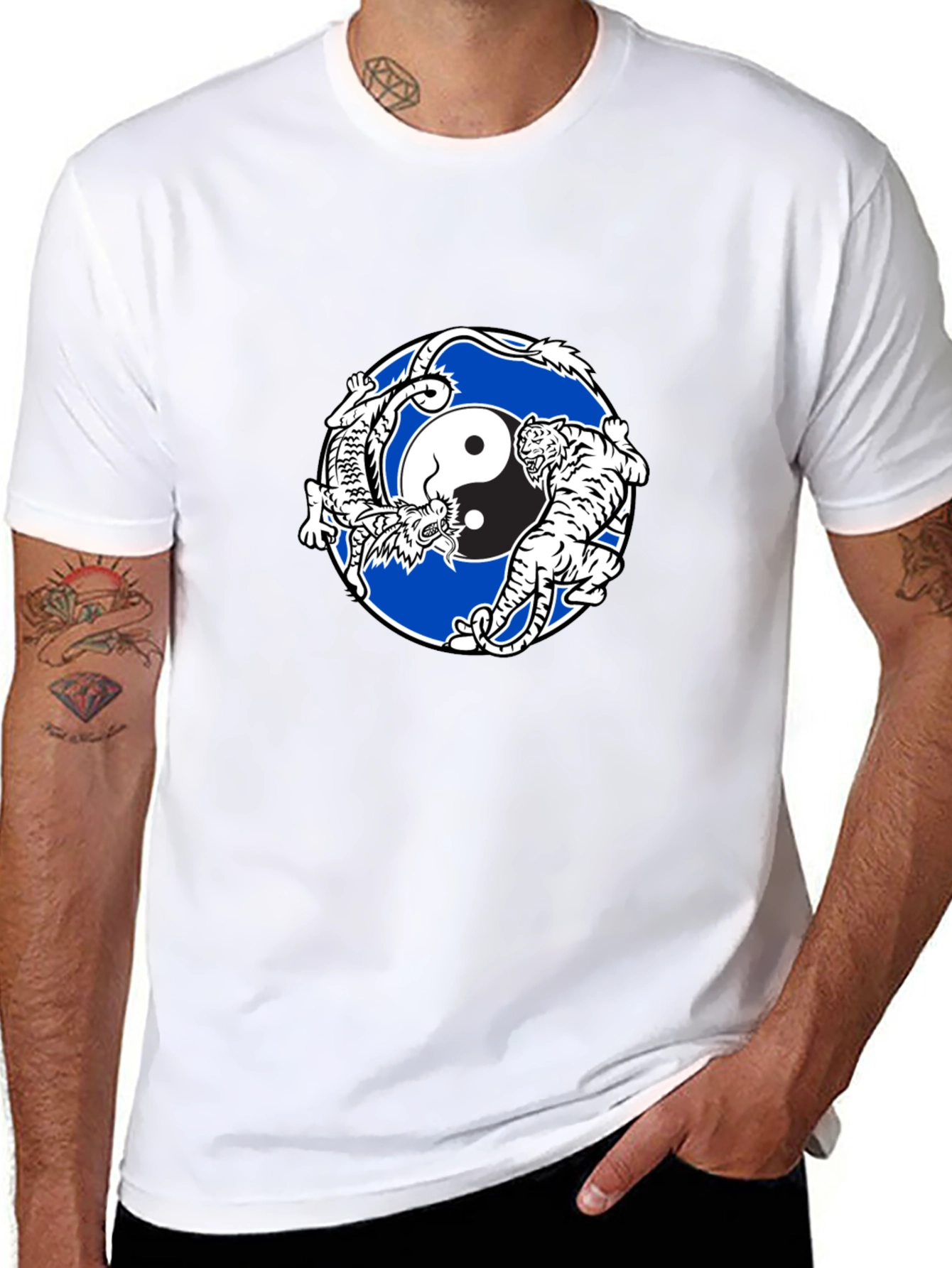 Yin Yang Dragon and Tiger Graphic Tee