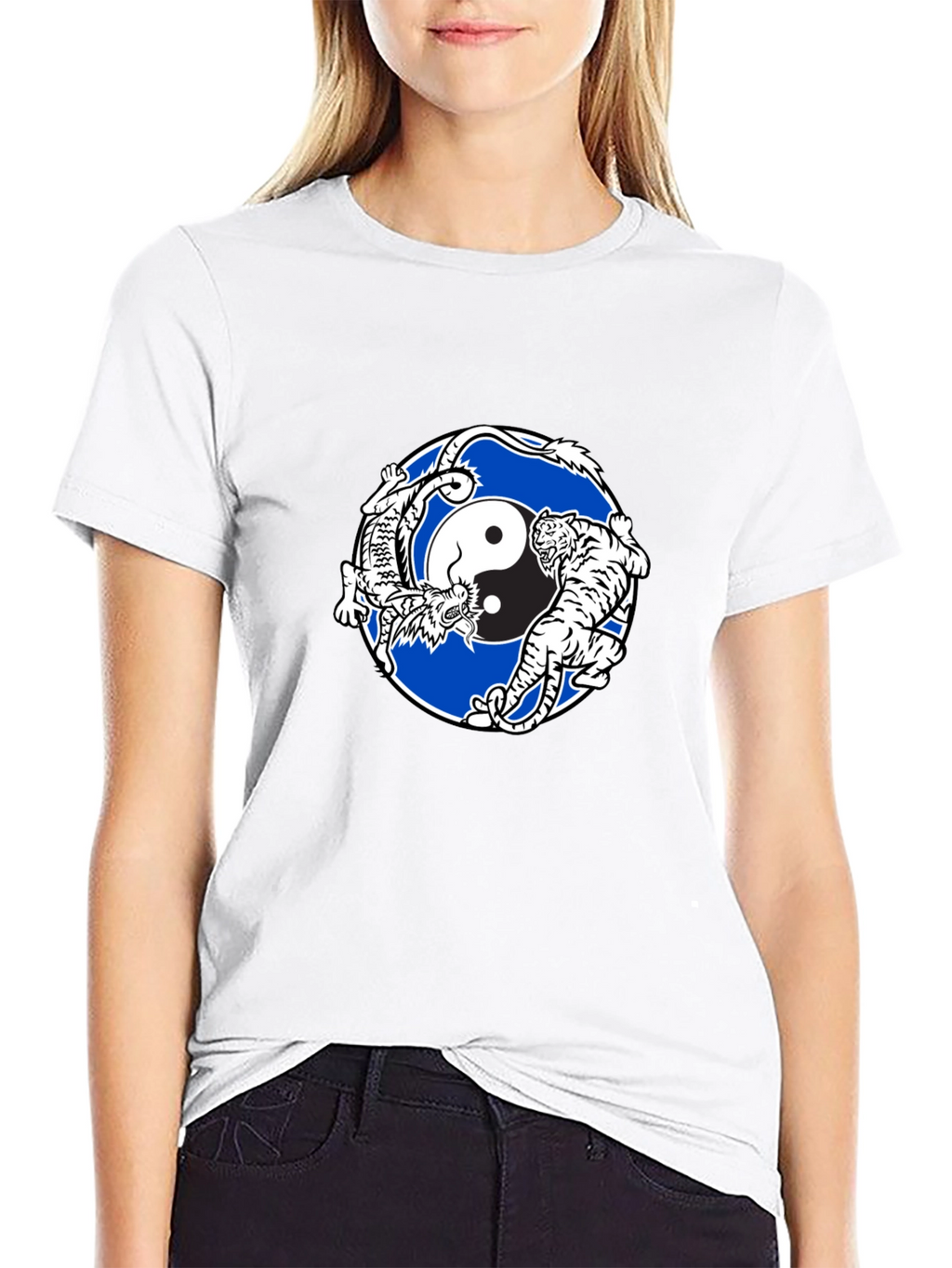 Yin Yang Dragon and Tiger Graphic Tee