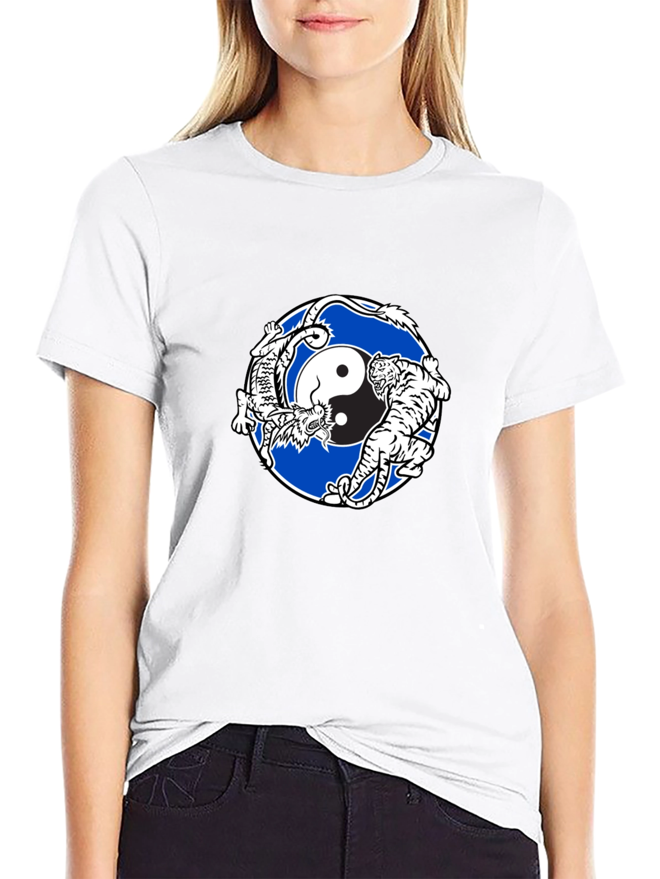 Yin Yang Dragon and Tiger Graphic Tee