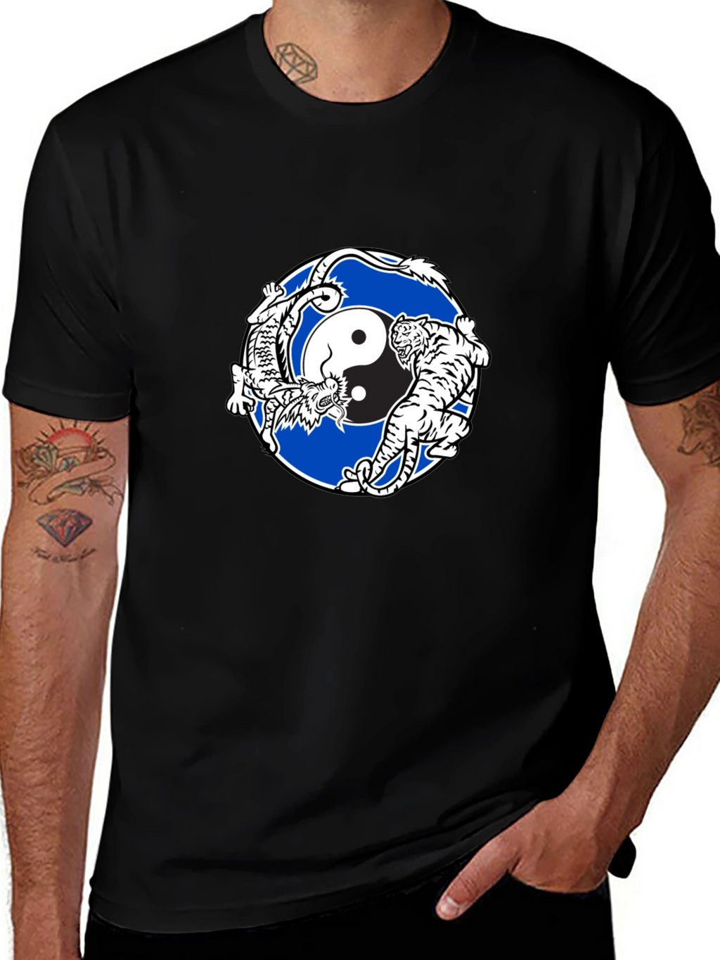 Yin Yang Dragon and Tiger Graphic Tee