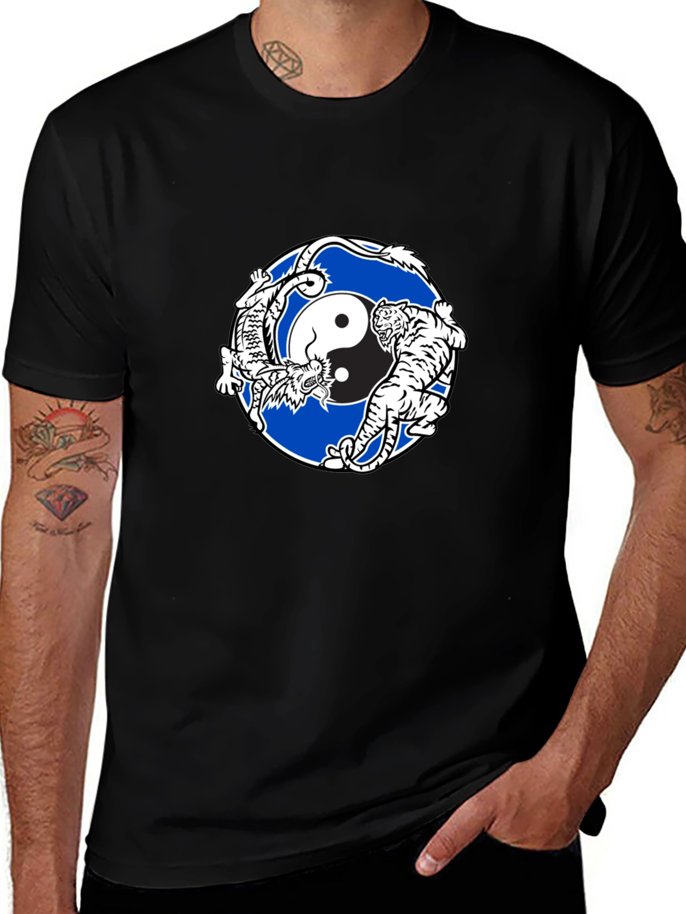 Yin Yang Dragon and Tiger Graphic Tee