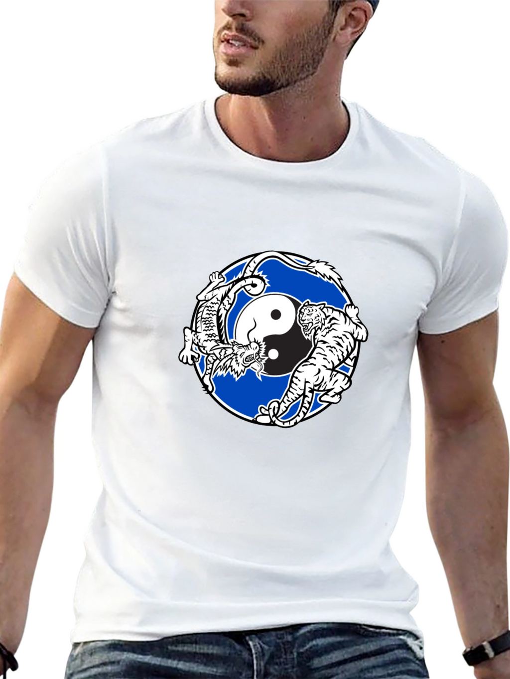 Yin Yang Dragon and Tiger Graphic Tee
