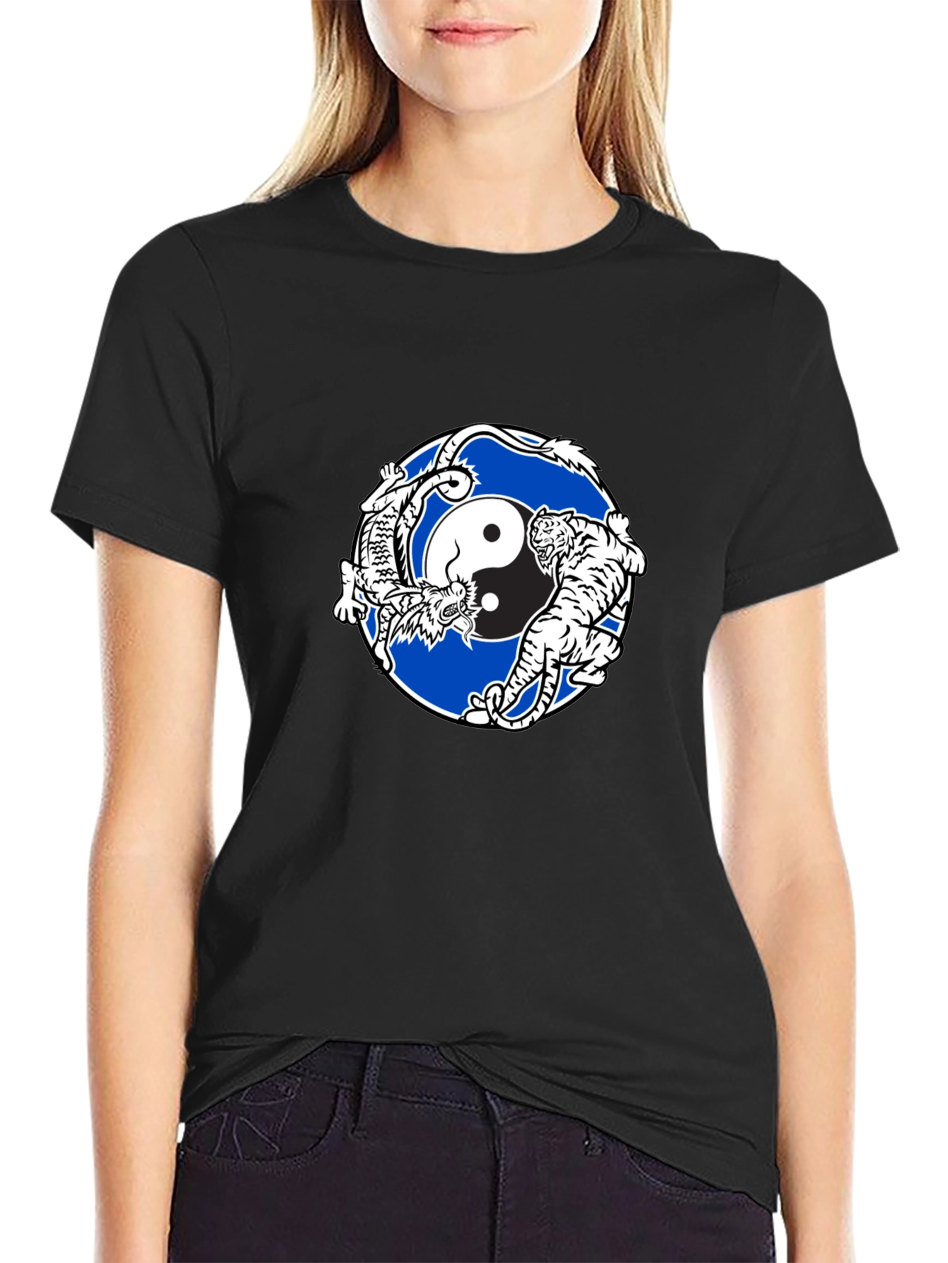 Yin Yang Dragon and Tiger Graphic Tee