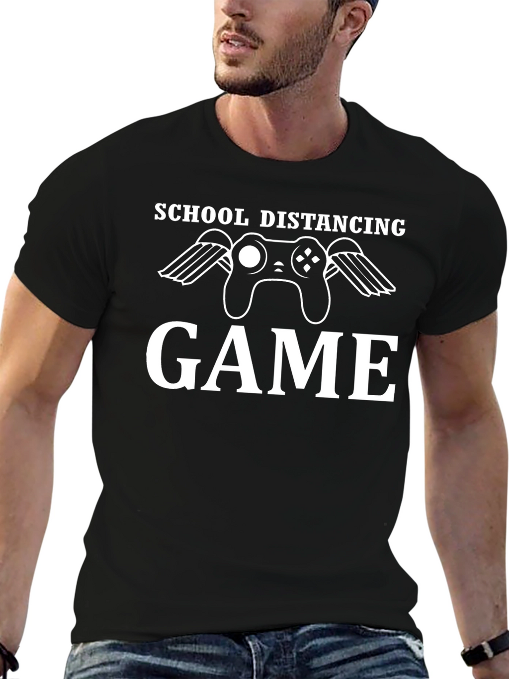 School Distancing Game Black T-Shirt