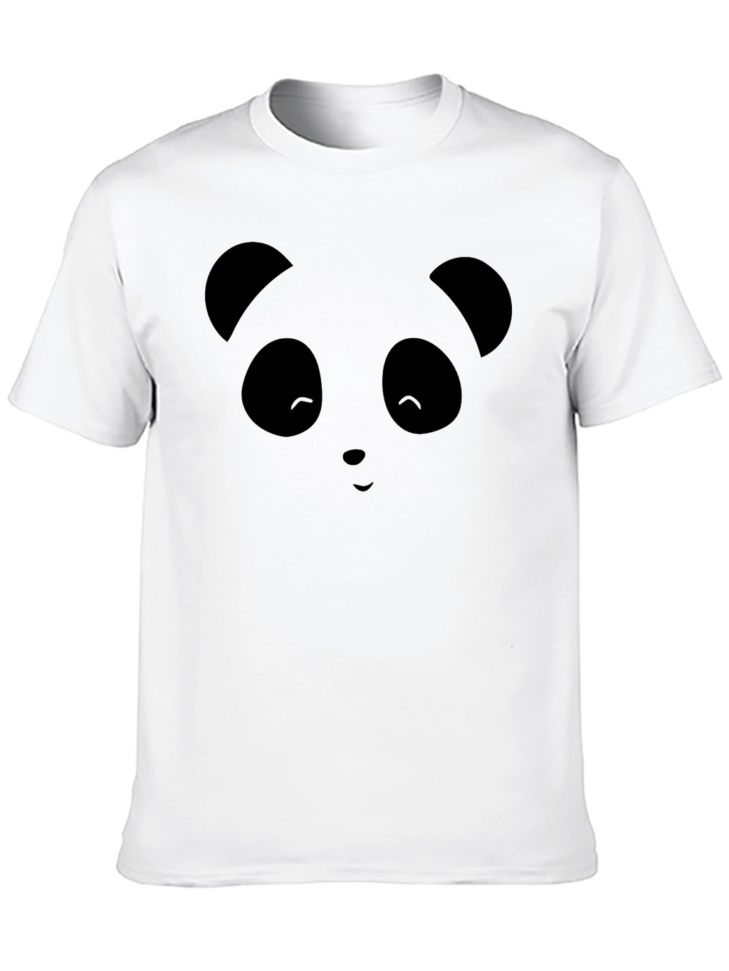 Cute Panda Face Graphic Black T-Shirt