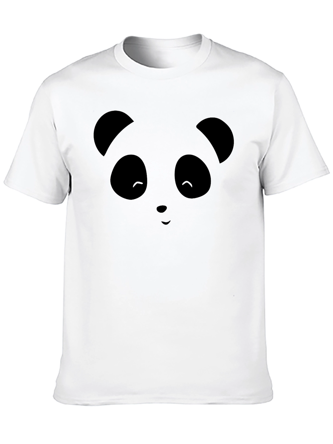 Cute Panda Face Graphic Black T-Shirt
