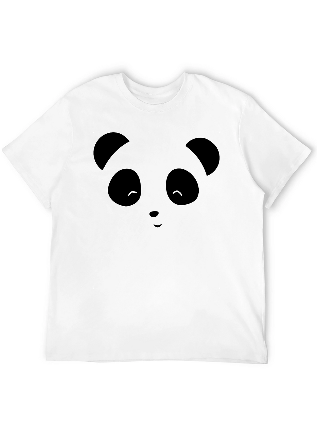 Cute Panda Face Graphic Black T-Shirt