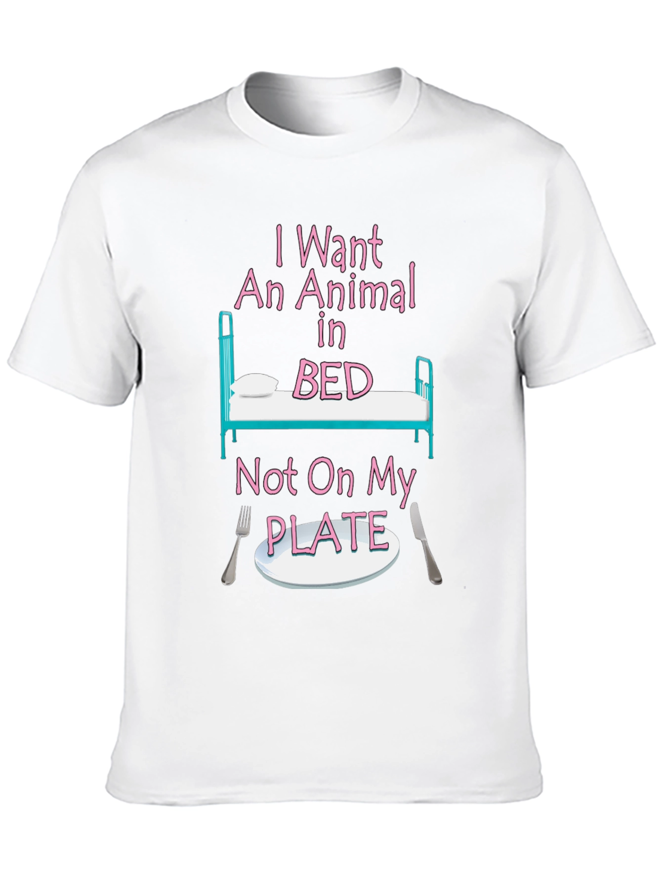 Vegan T-Shirt: Animal in Bed Not On My Plate