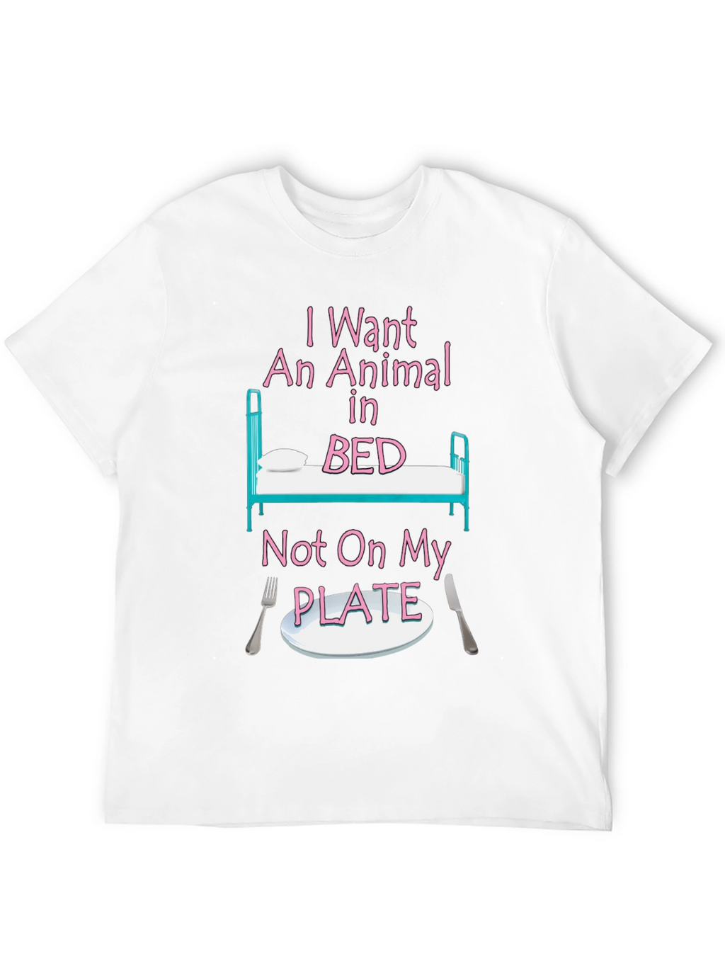 Vegan T-Shirt: Animal in Bed Not On My Plate