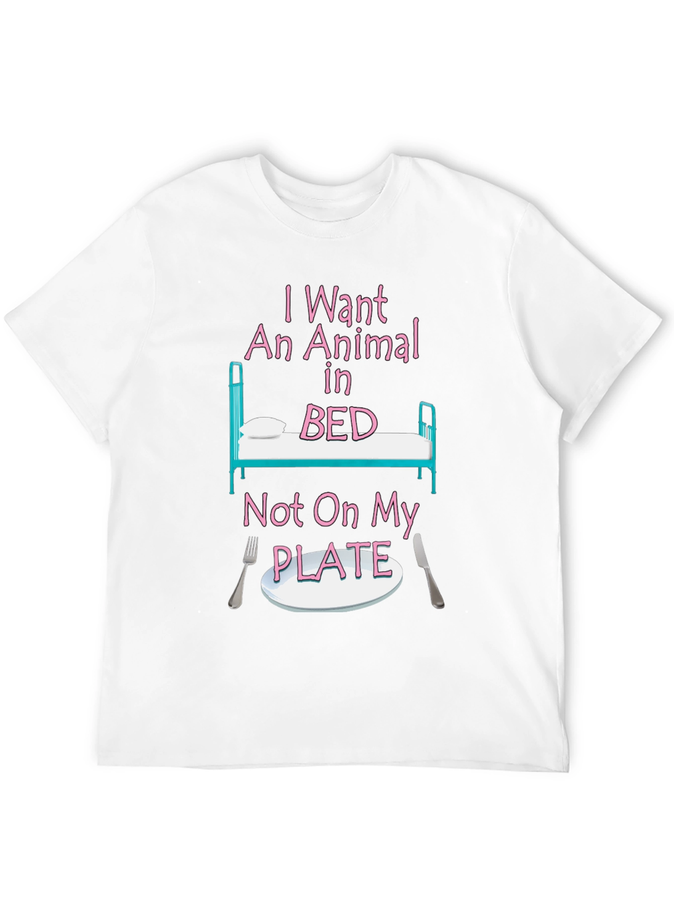 Vegan T-Shirt: Animal in Bed Not On My Plate