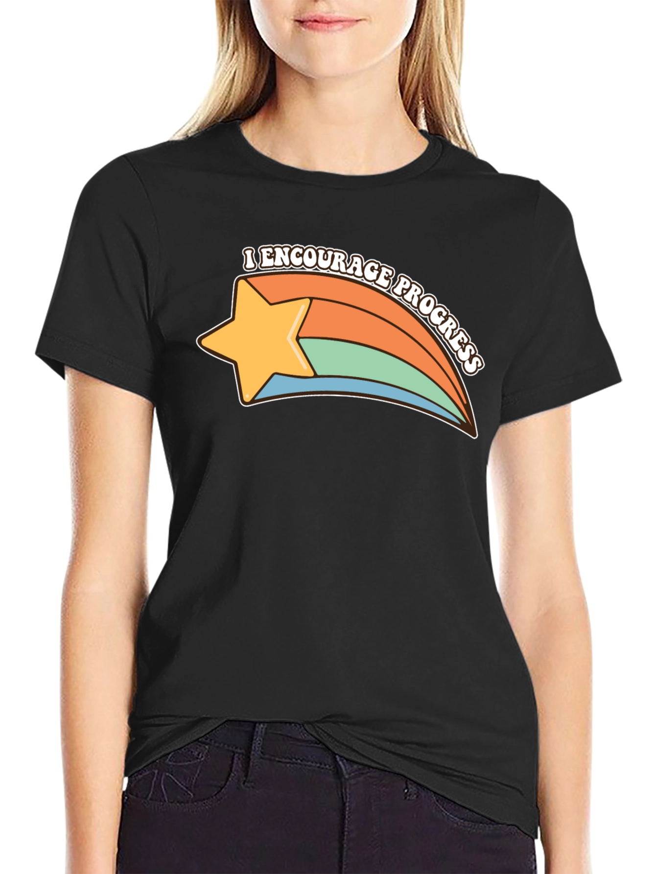 Encourage Progress Star T-Shirt - Retro Style