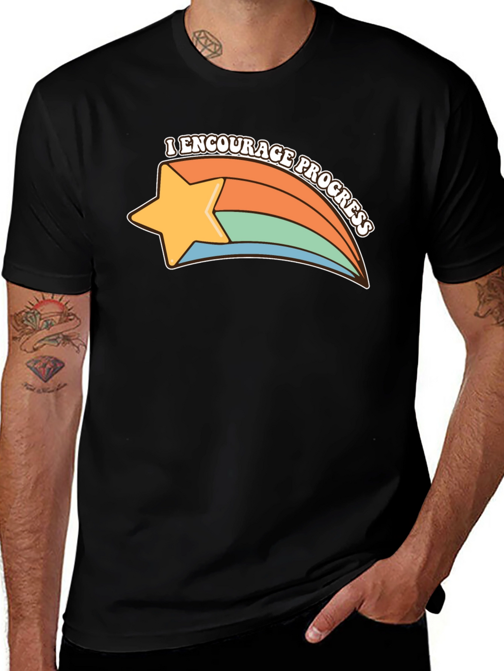 Encourage Progress Star T-Shirt - Retro Style