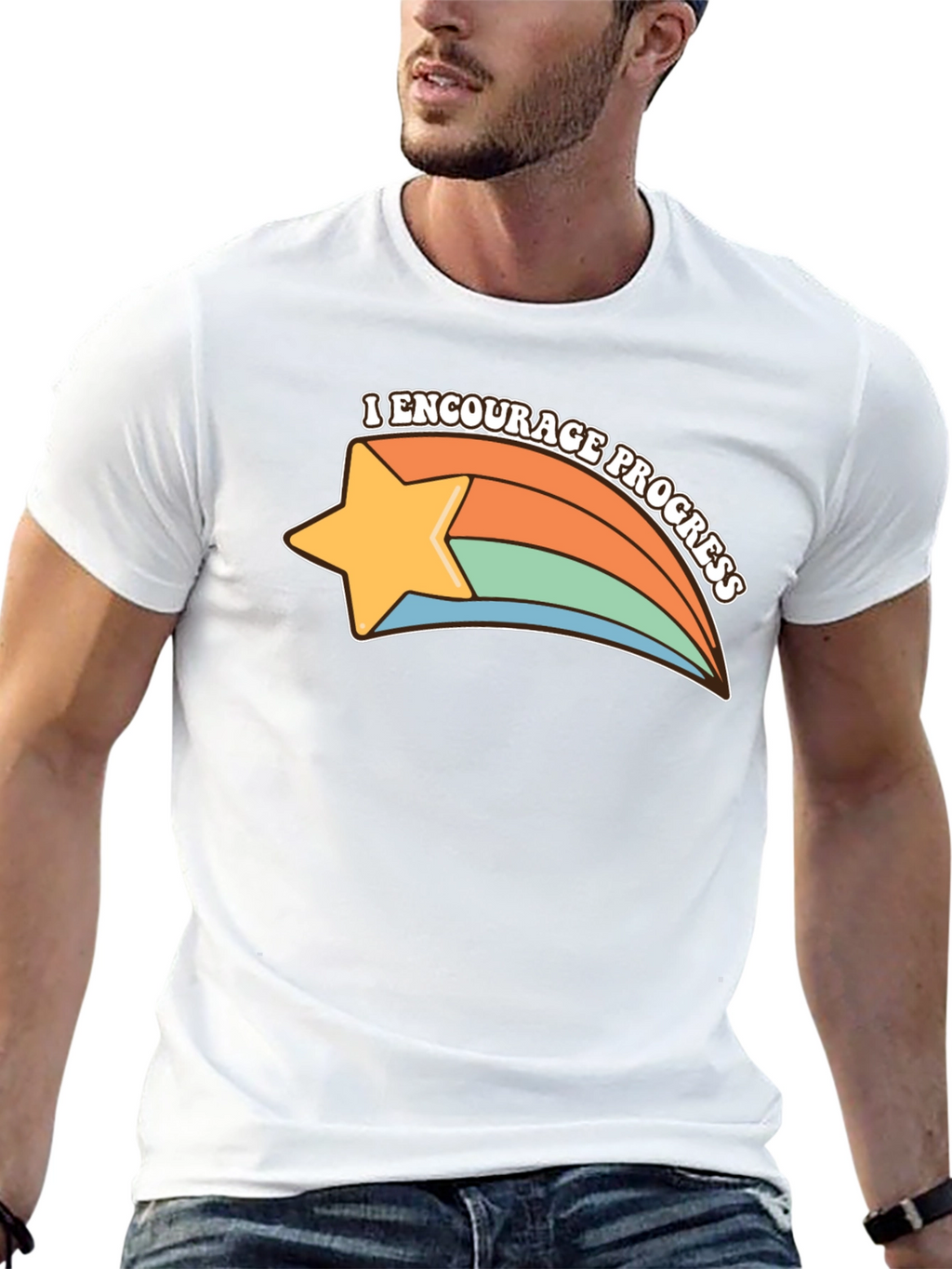Encourage Progress Star T-Shirt - Retro Style