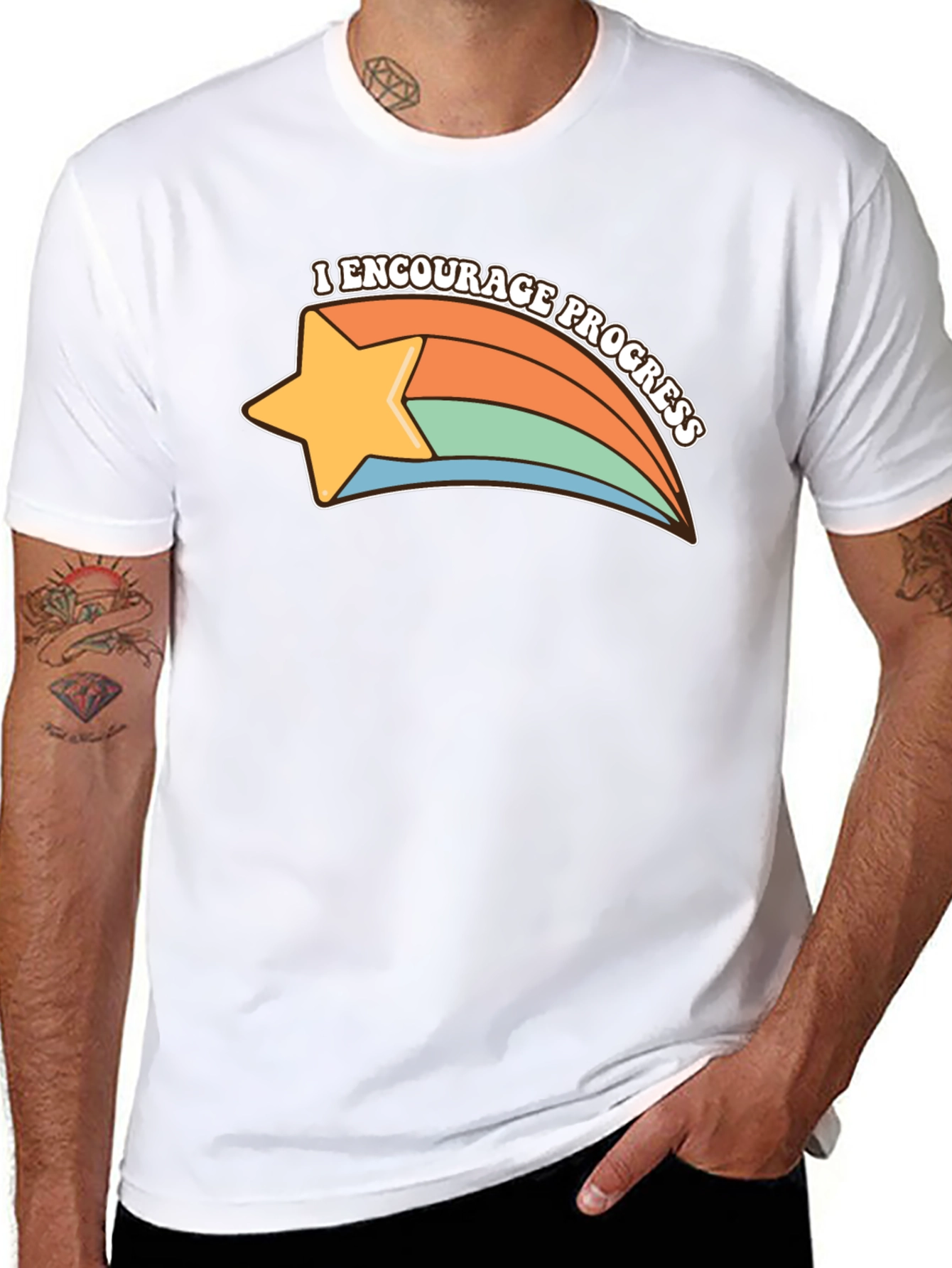 Encourage Progress Star T-Shirt - Retro Style