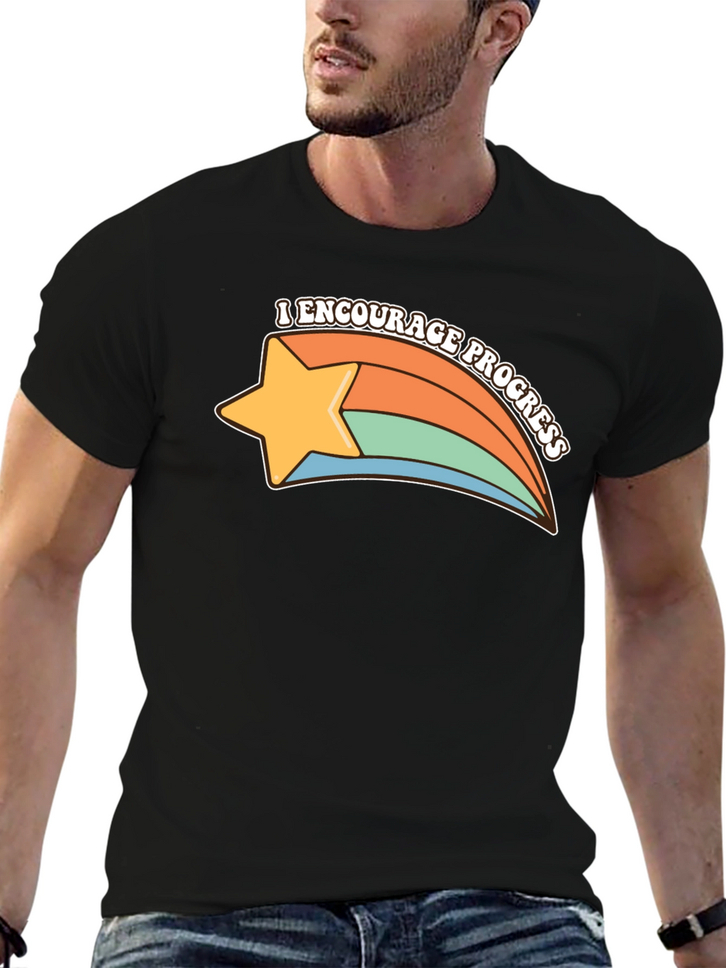Encourage Progress Star T-Shirt - Retro Style