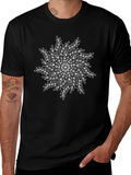 Black T-Shirt with Floral Mandala Design