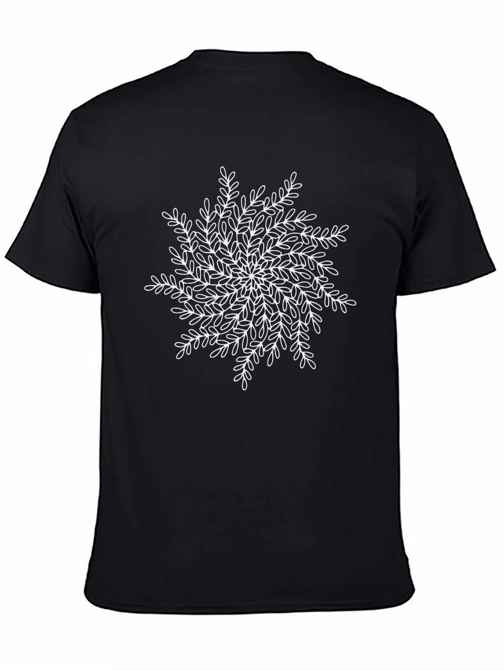 Black T-Shirt with Floral Mandala Design