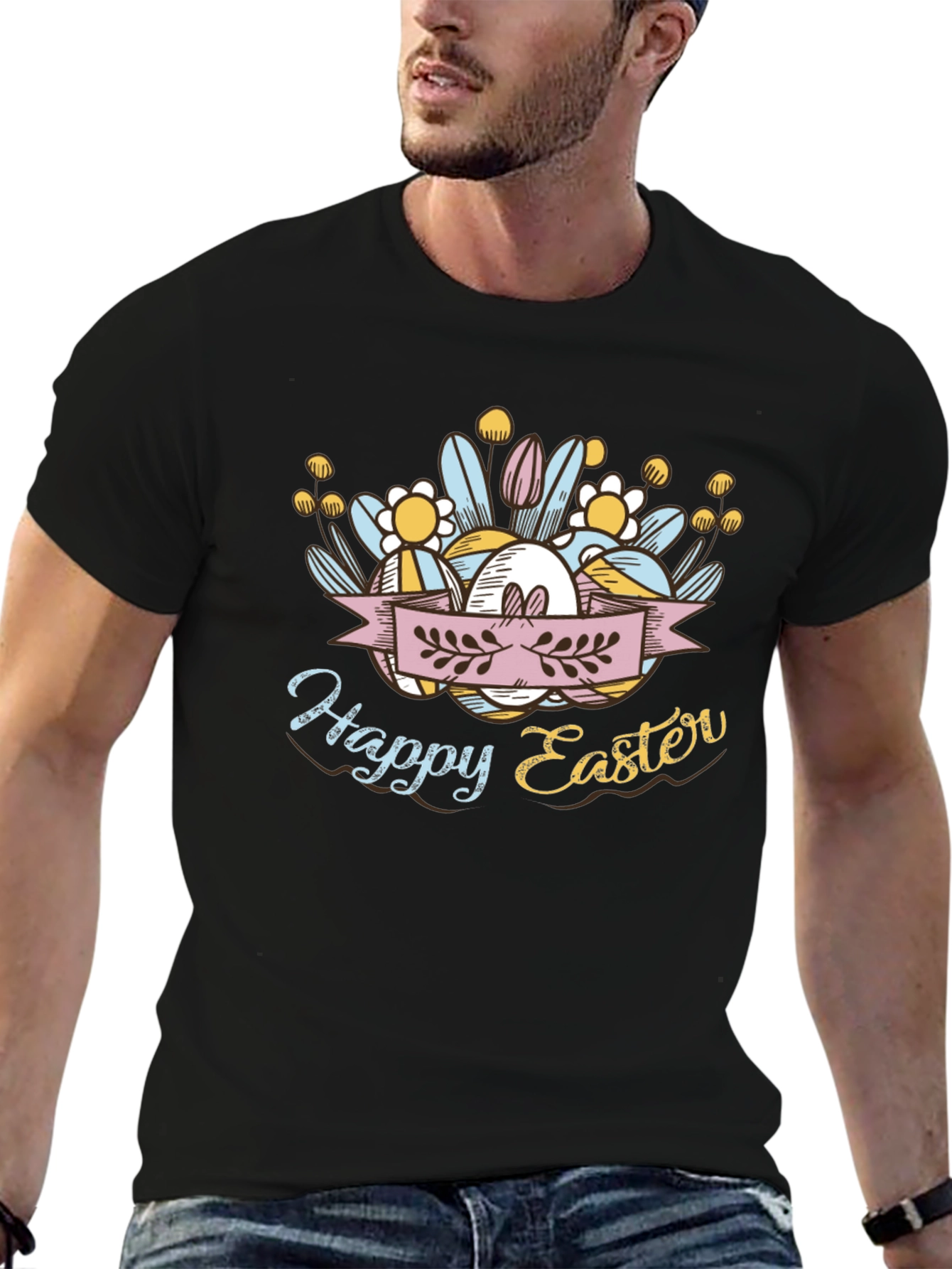Happy Easter Black T-Shirt