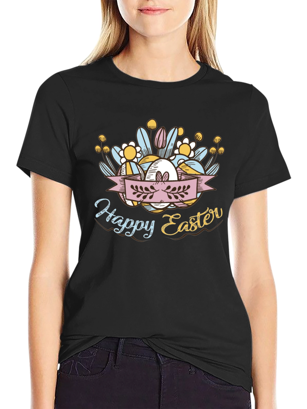 Happy Easter Black T-Shirt