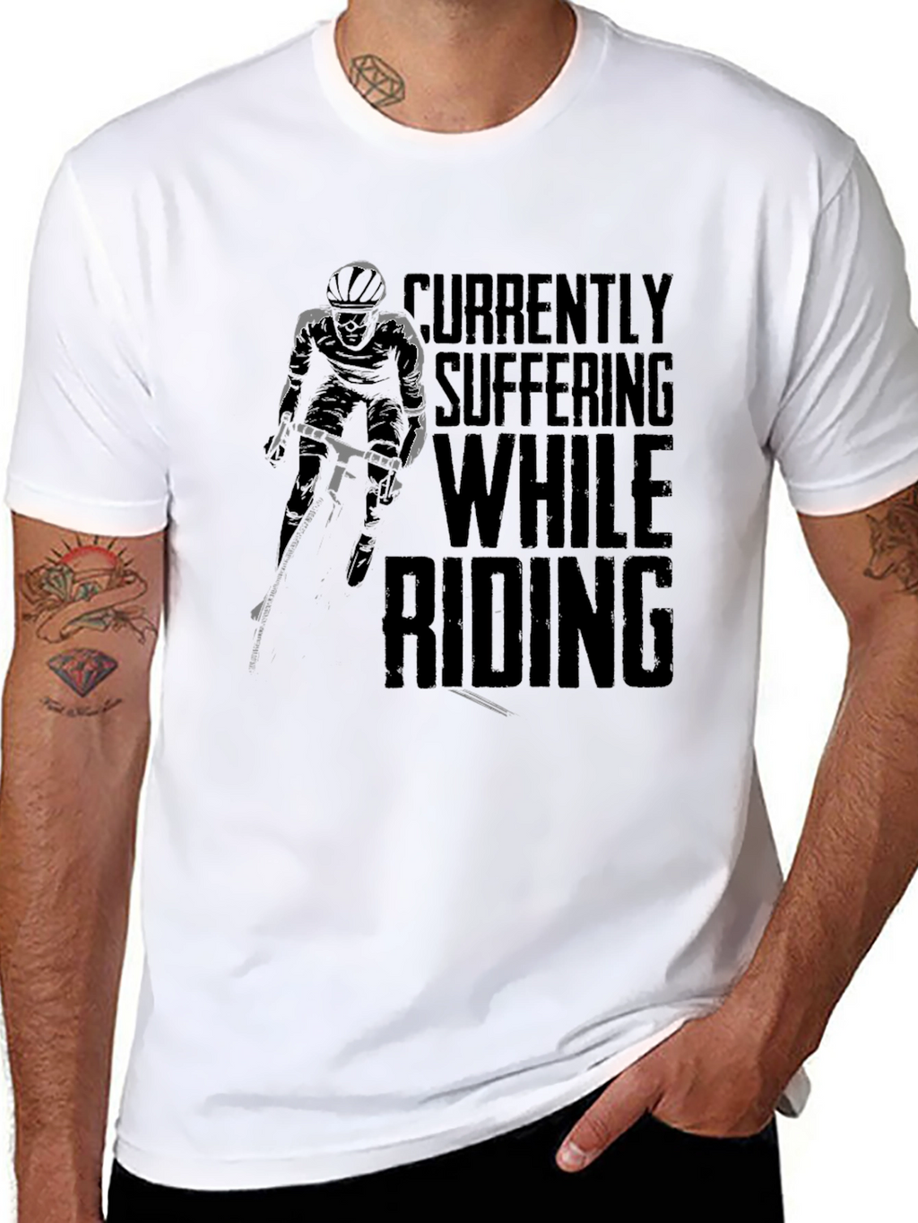 Currently Suffering While Riding Black Graphic Tee
