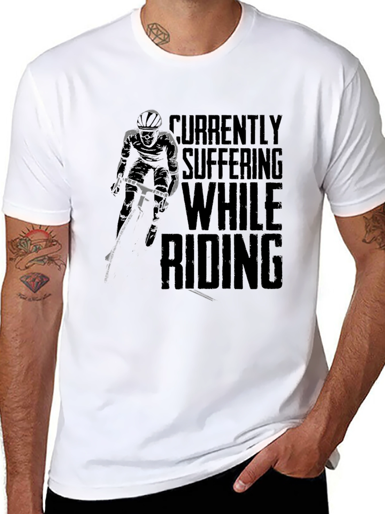 Currently Suffering While Riding Black Graphic Tee