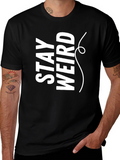 Stay Weird Graphic Tee - Black Crew Neck