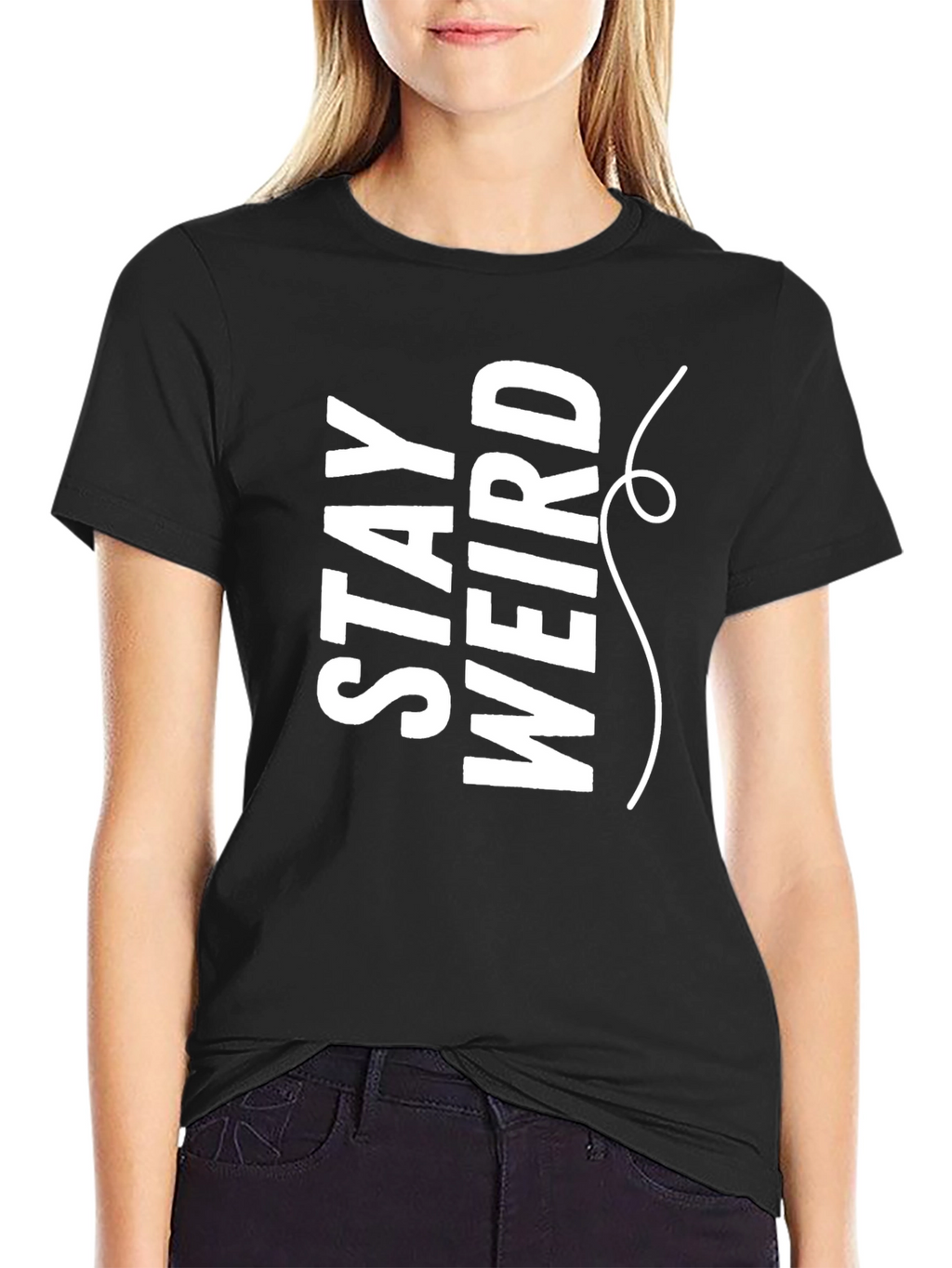 Stay Weird Graphic Tee - Black Crew Neck