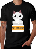 Cute Cat Anti-Depressant Graphic T-Shirt