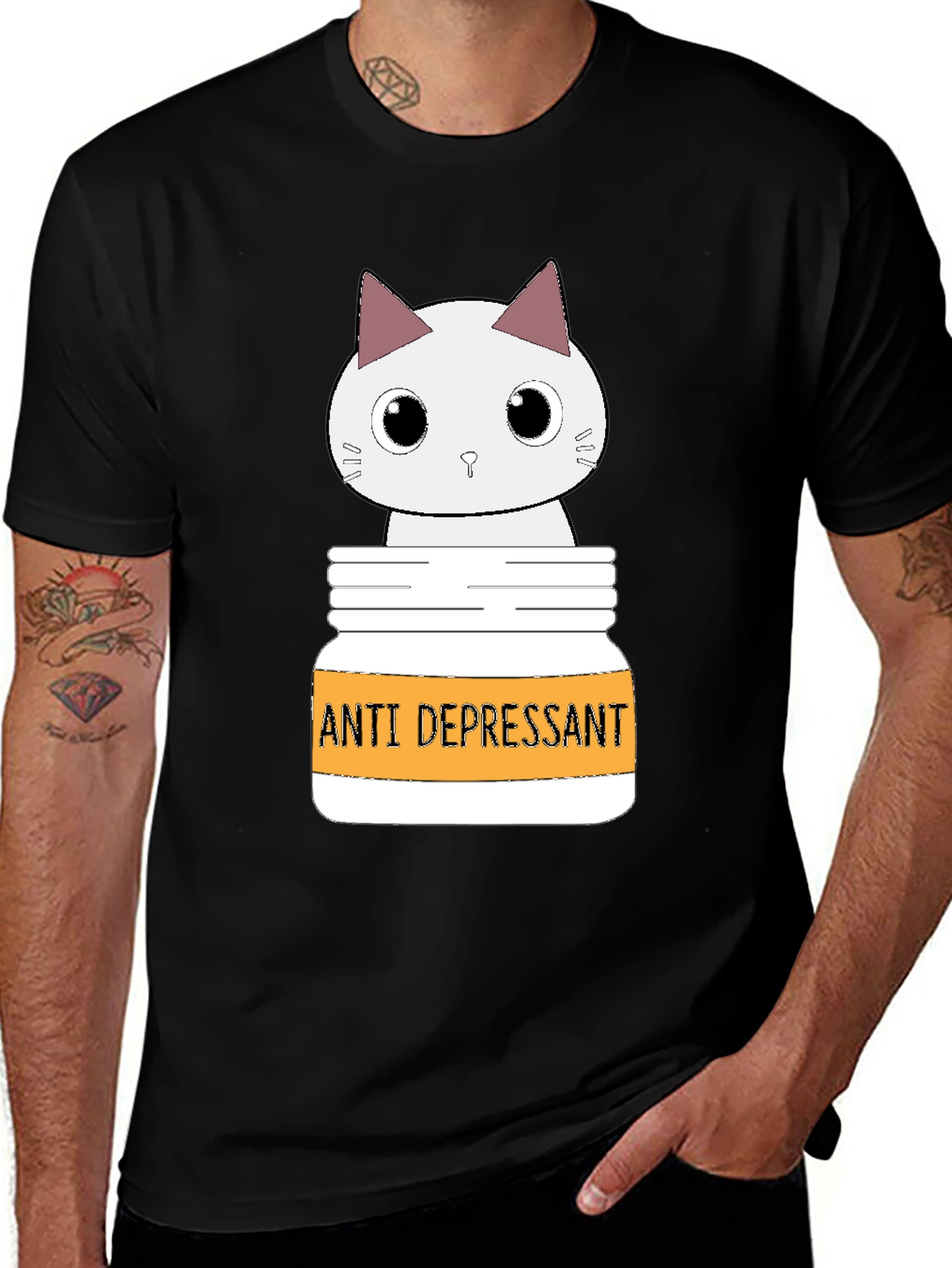 Cute Cat Anti-Depressant Graphic T-Shirt