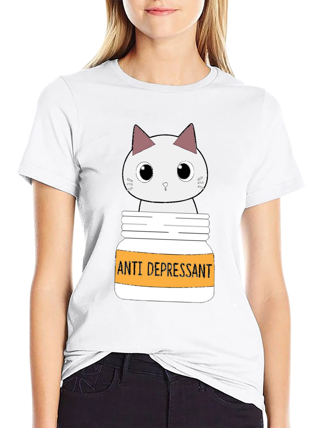 Cute Cat Anti-Depressant Graphic T-Shirt