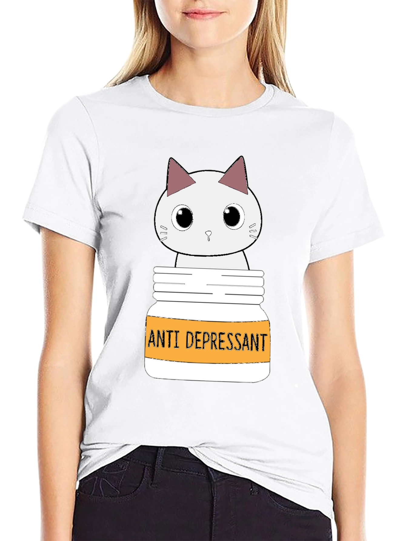 Cute Cat Anti-Depressant Graphic T-Shirt