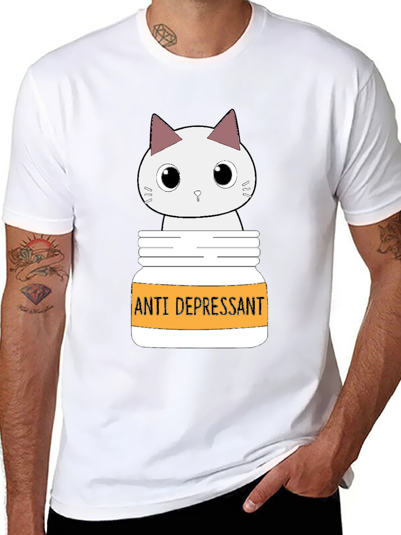 Cute Cat Anti-Depressant Graphic T-Shirt