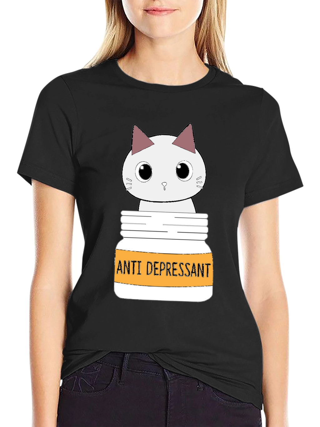 Cute Cat Anti-Depressant Graphic T-Shirt