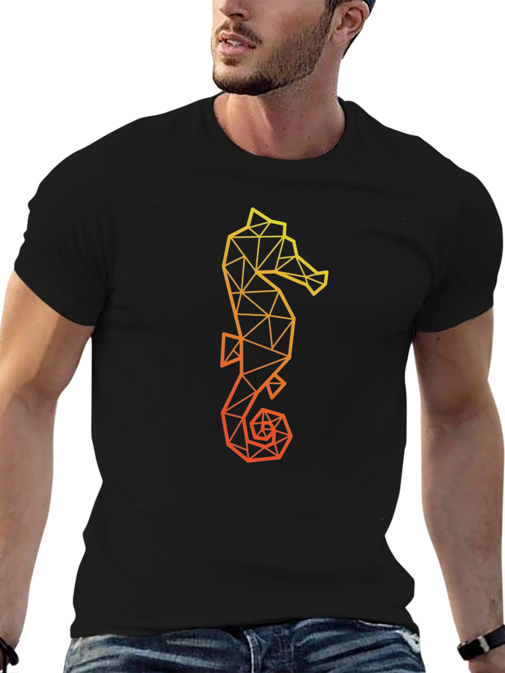 Geometric Seahorse Graphic Tee - Modern Art T-Shirt