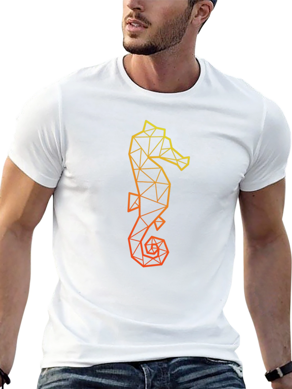 Geometric Seahorse Graphic Tee - Modern Art T-Shirt