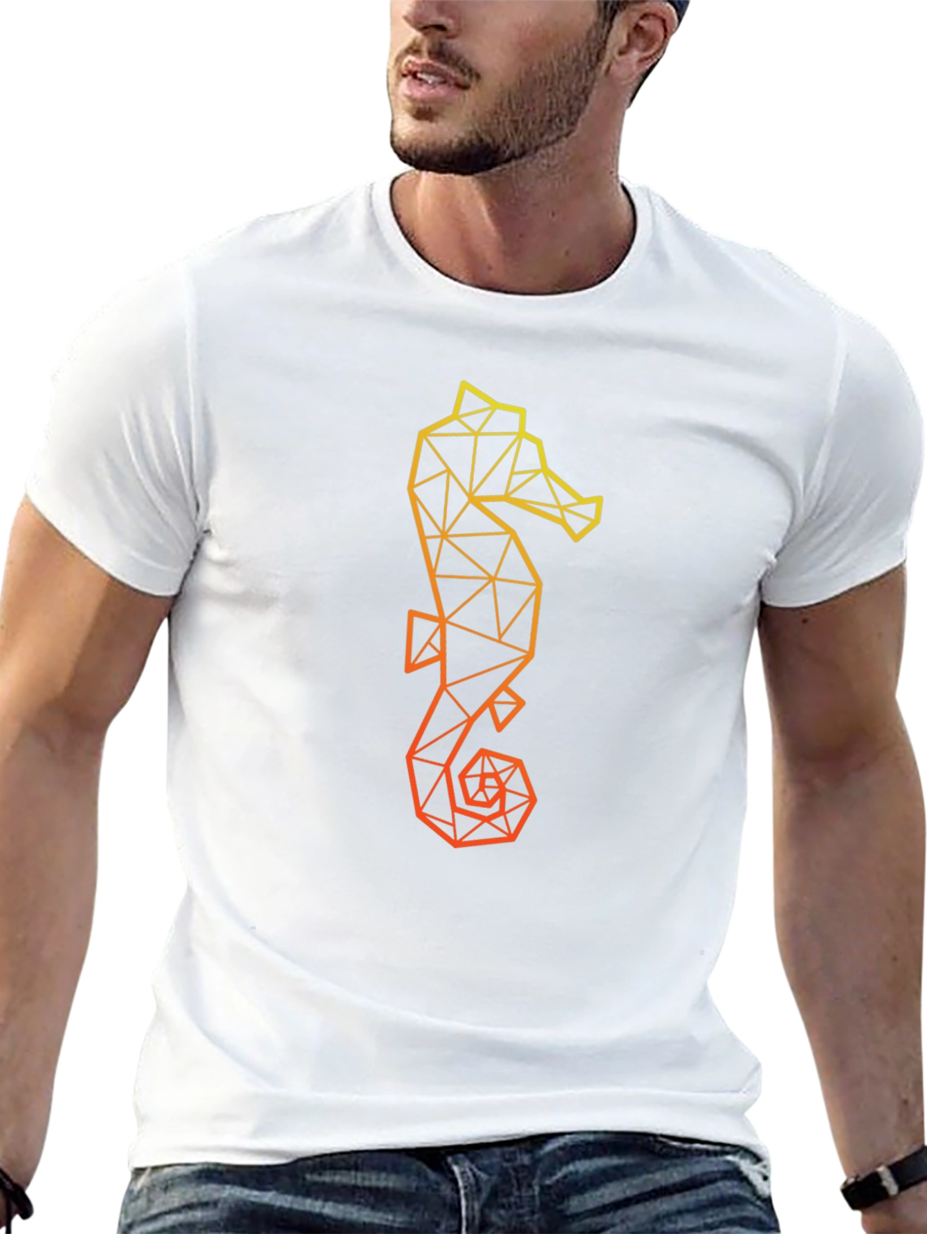 Geometric Seahorse Graphic Tee - Modern Art T-Shirt