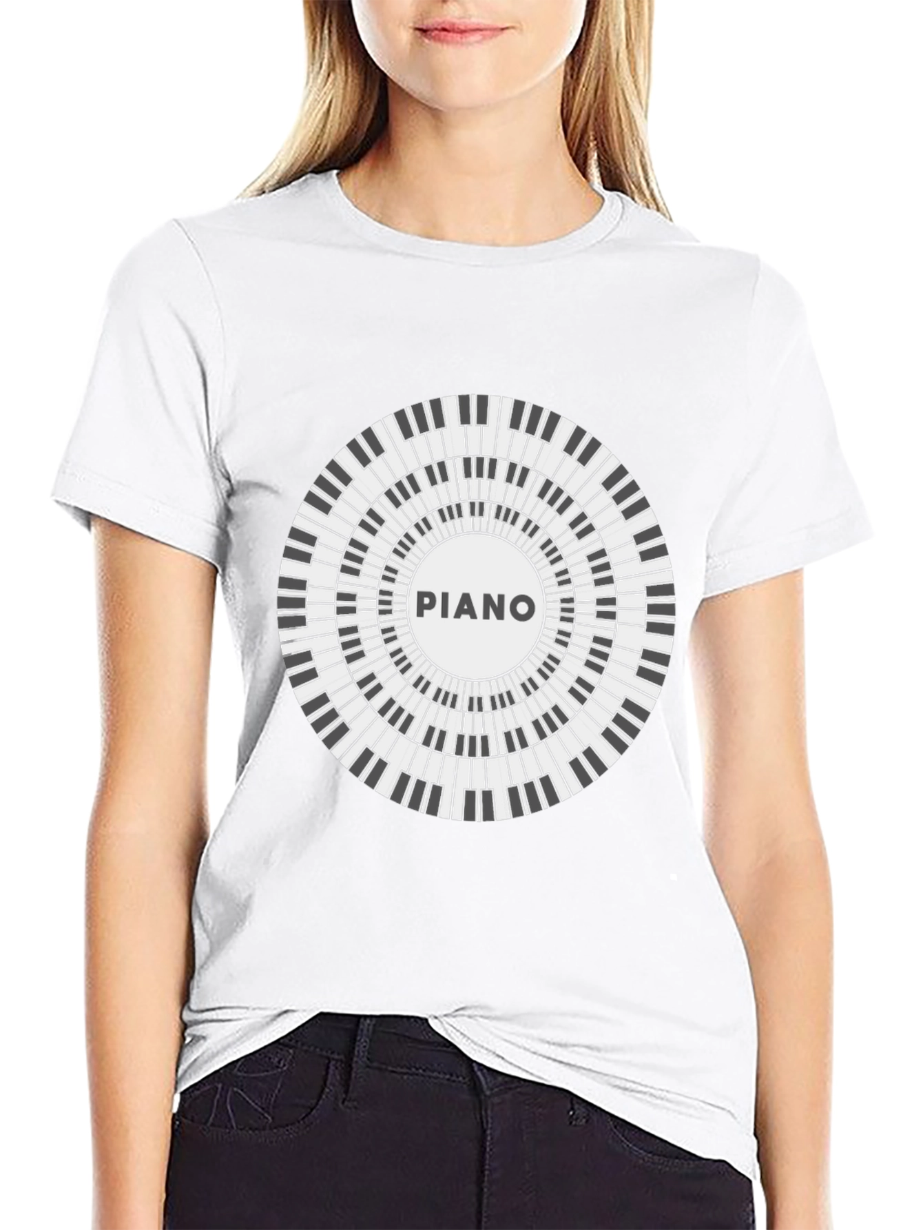 Piano Keyboard Circle Graphic T-Shirt