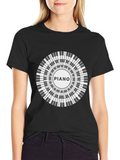 Piano Keyboard Circle Graphic T-Shirt