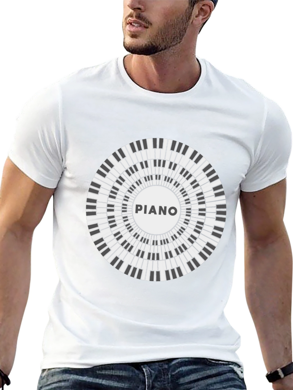 Piano Keyboard Circle Graphic T-Shirt