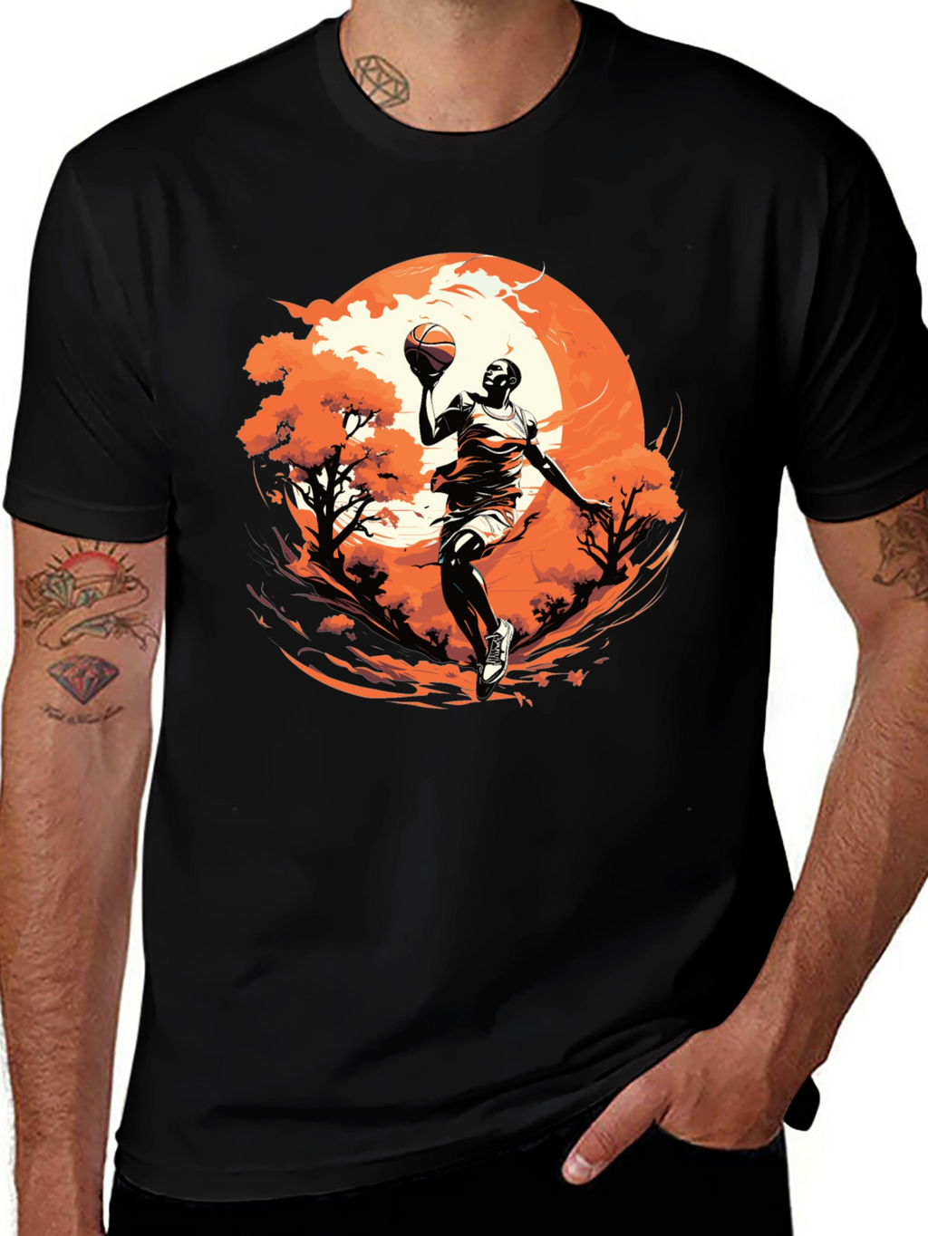 Basketball Player Graphic Black T-Shirt
