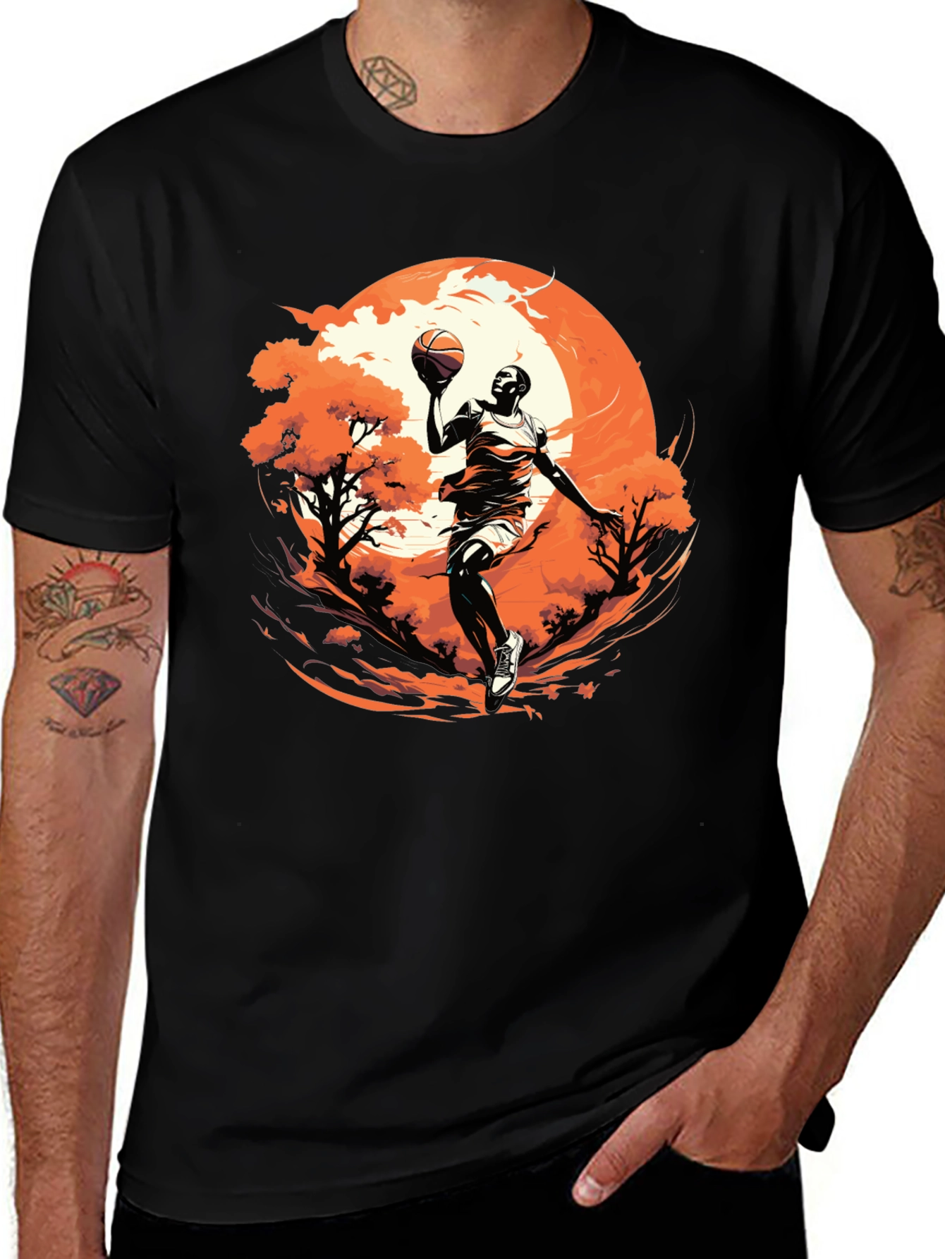 Basketball Player Graphic Black T-Shirt