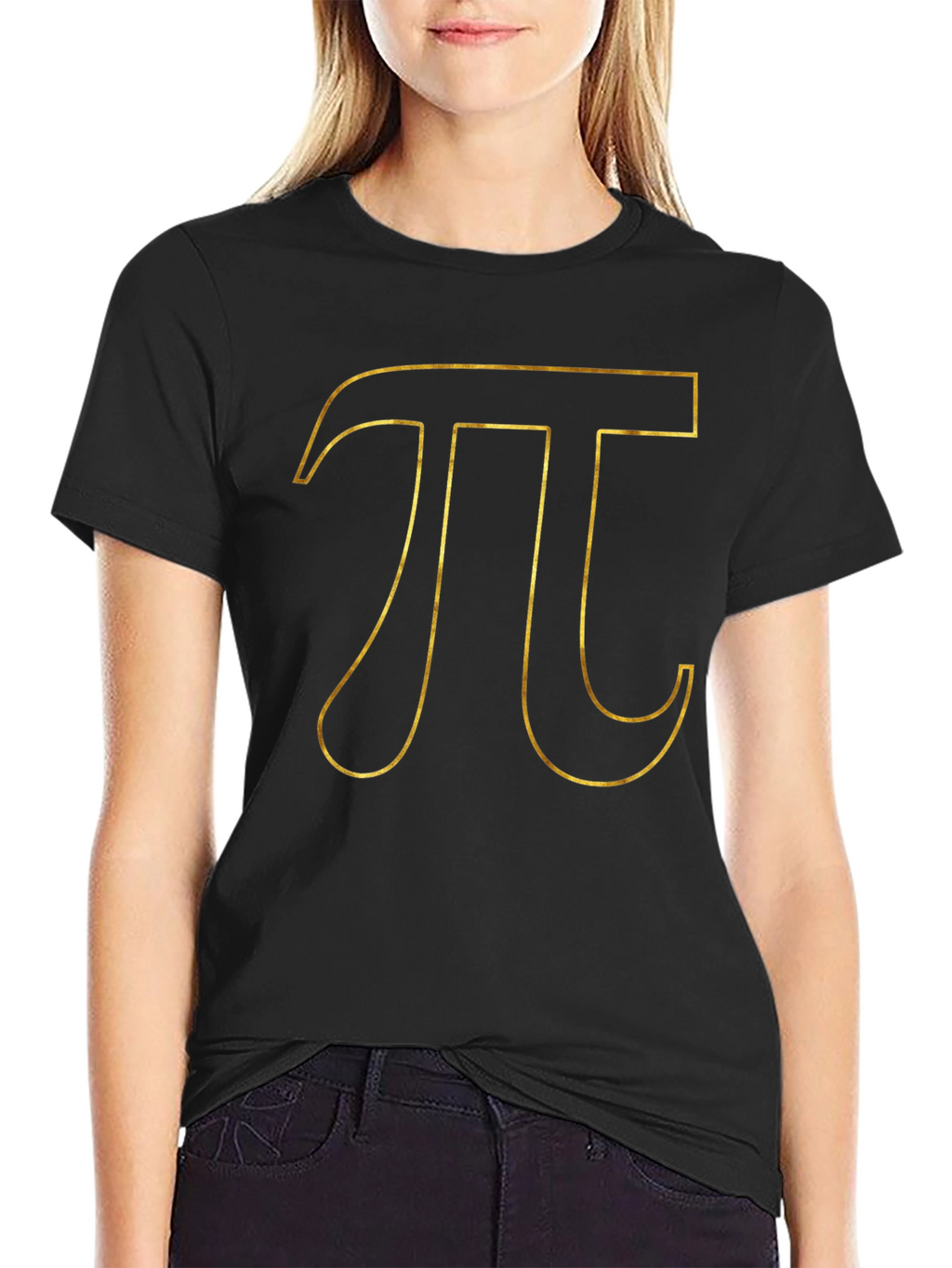 Pi Symbol T-Shirt - Gold Outline Design