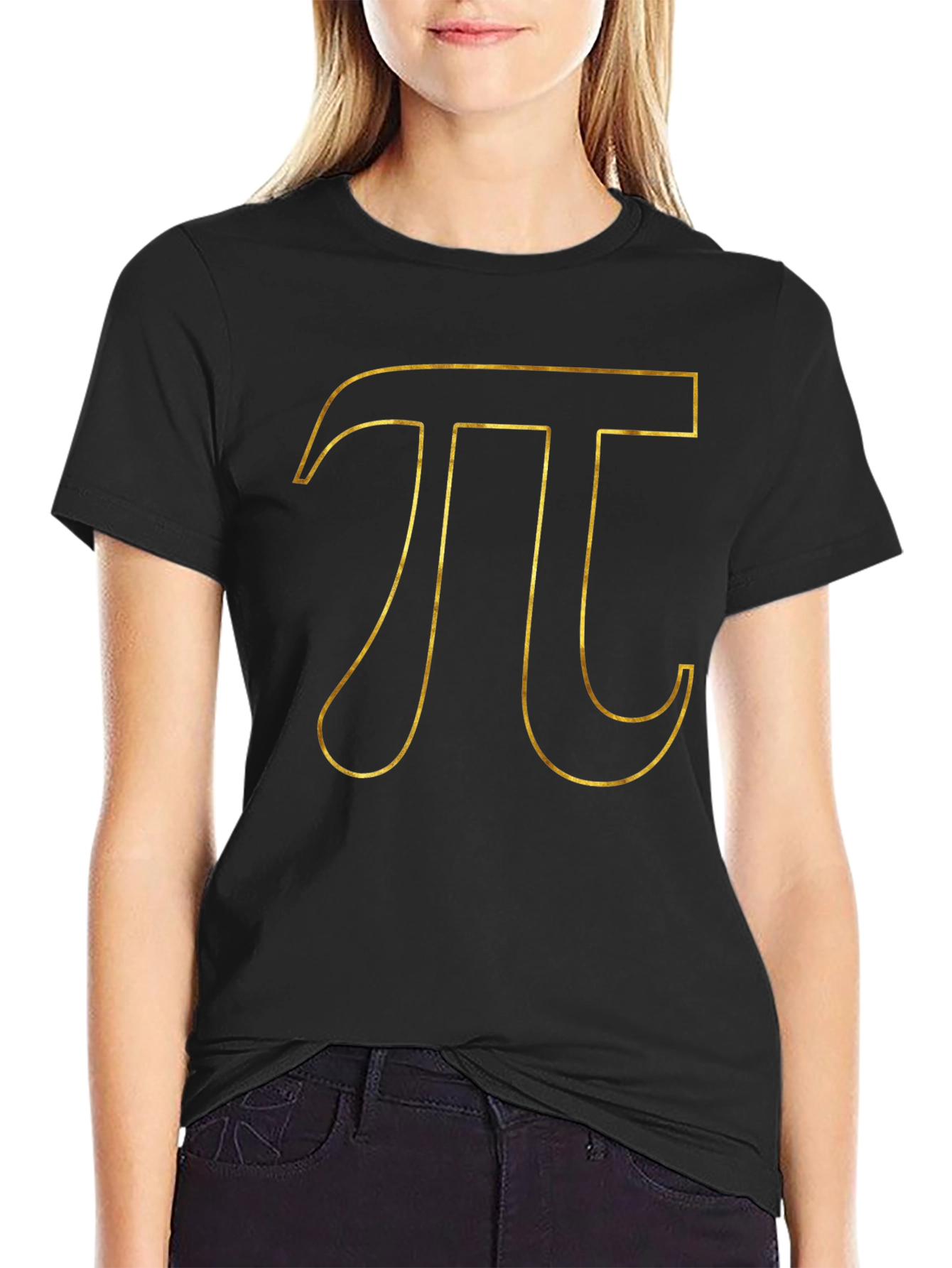 Pi Symbol T-Shirt - Gold Outline Design