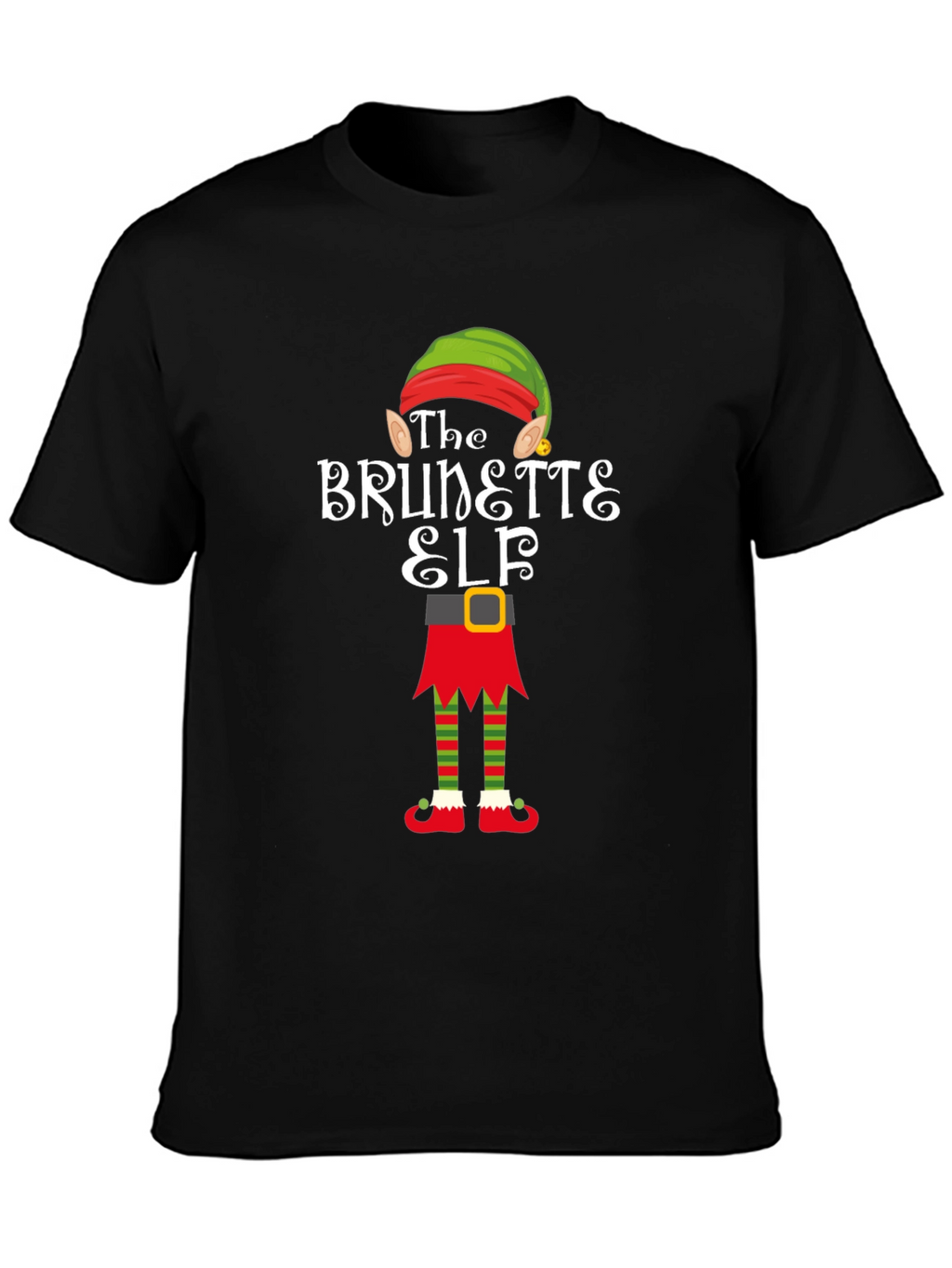 Brunette Elf Christmas Graphic Tee