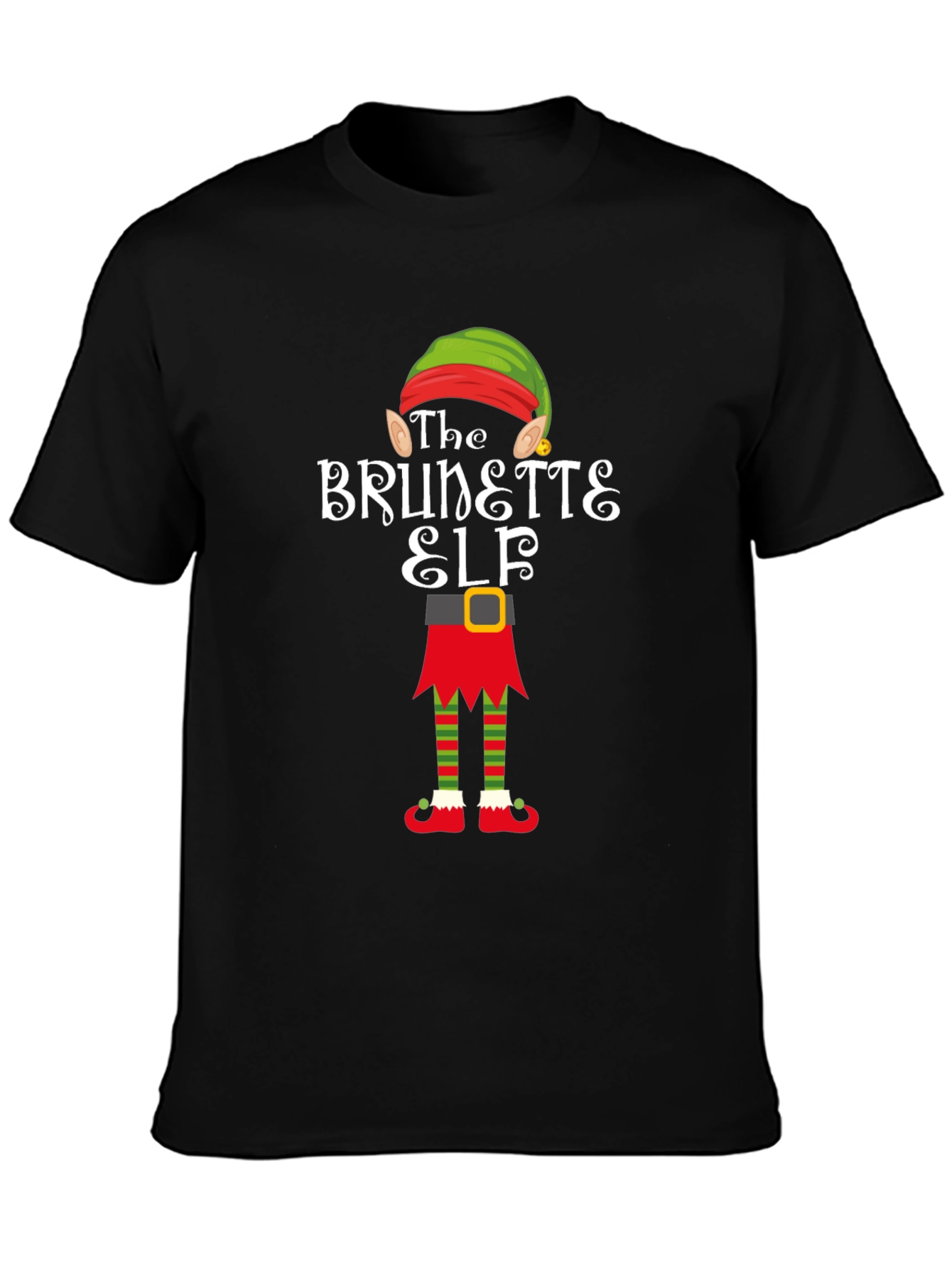 Brunette Elf Christmas Graphic Tee